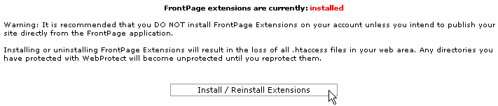 Reinstalling Frontpage Extensions
